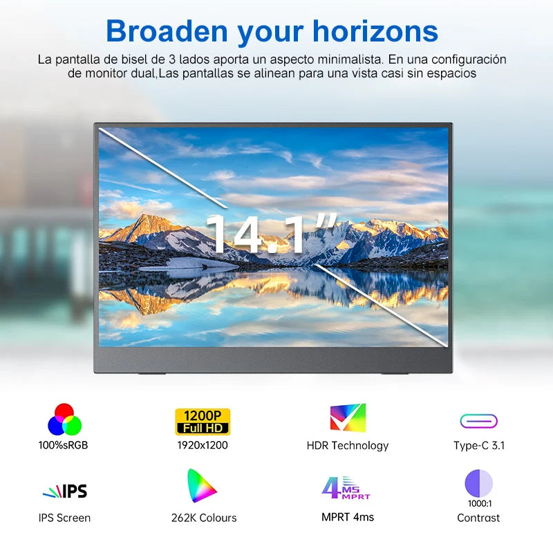 New Arrival 100% SRGB 14-Inch Ultra-Narrow Frame Portable Monitor Stand Convenient Portable Display Screen