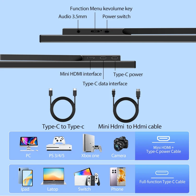 New Arrival 100% SRGB 14-Inch Ultra-Narrow Frame Portable Monitor Stand Convenient Portable Display Screen
