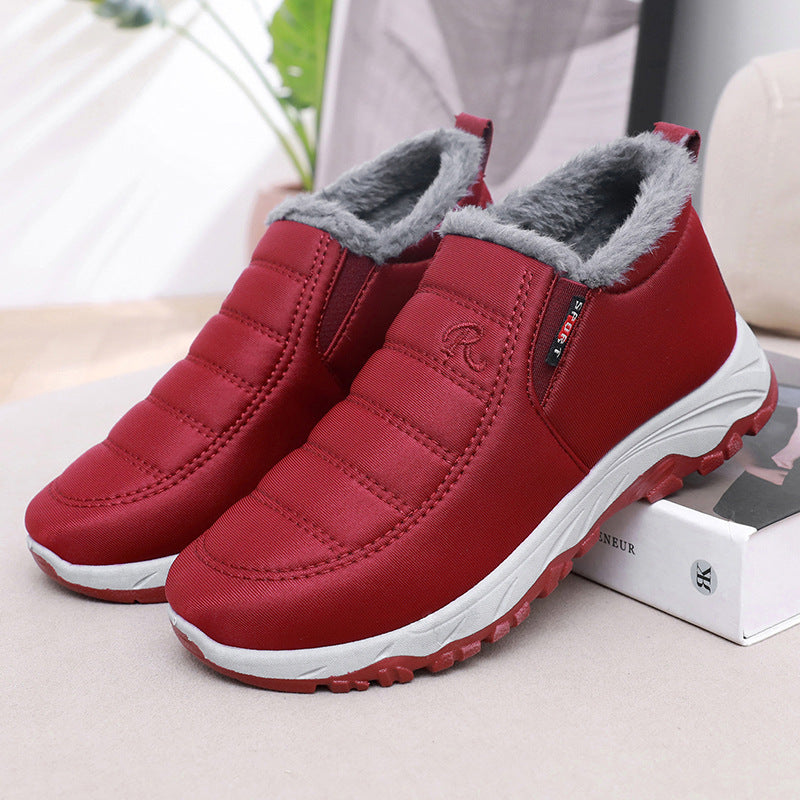 Middle-Aged and Elderly Cotton Shoes for Men and Women, Fleece-Lined Old Beijing Cloth Shoes, Thickened and Warm, Women's Low-Top Cold-Proof, Same Style as Export Models