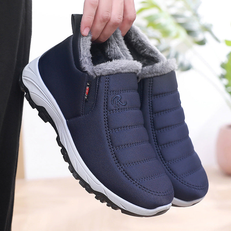 Middle-Aged and Elderly Cotton Shoes for Men and Women, Fleece-Lined Old Beijing Cloth Shoes, Thickened and Warm, Women's Low-Top Cold-Proof, Same Style as Export Models