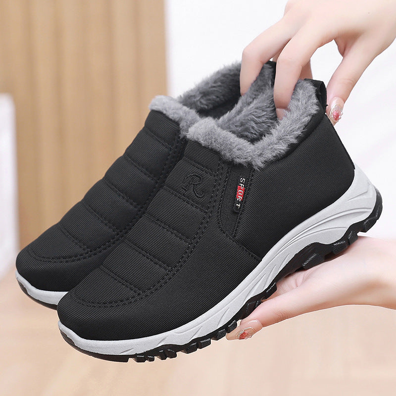 Middle-Aged and Elderly Cotton Shoes for Men and Women, Fleece-Lined Old Beijing Cloth Shoes, Thickened and Warm, Women's Low-Top Cold-Proof, Same Style as Export Models