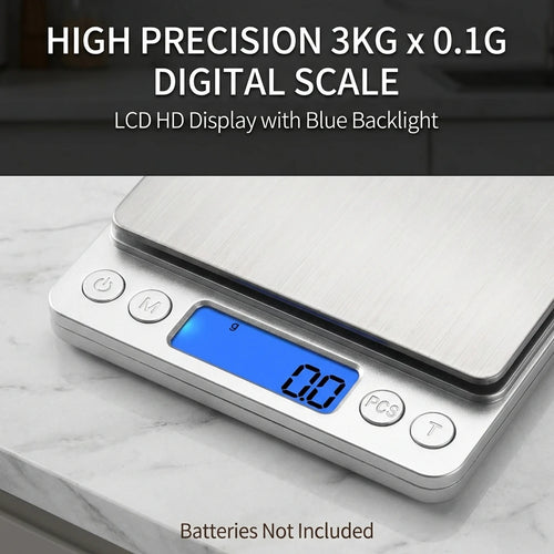 Digital Kitchen Scale 3000g/0.1g with LCD Display, Mini Jewelry Pocket Food Scale for Home Use