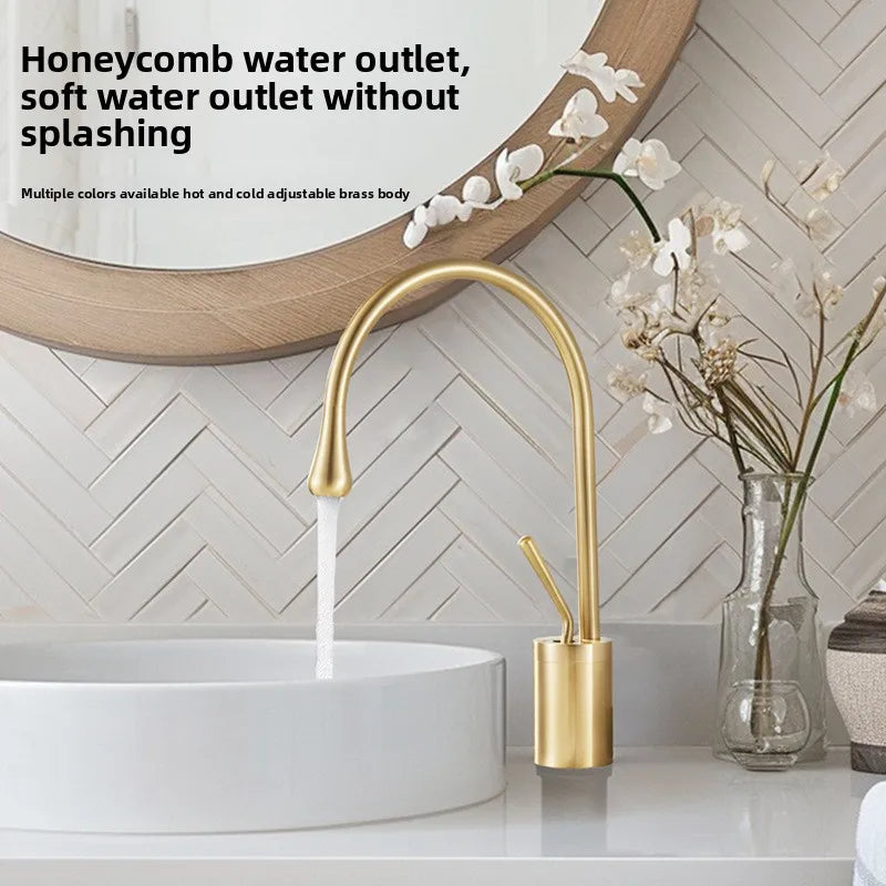 Modern Basin Faucet Brushed Gold Black Silver Faucet Deck Mounted Basin Sink Tap Mixer Hot Cold Brass Tap for Bathroom